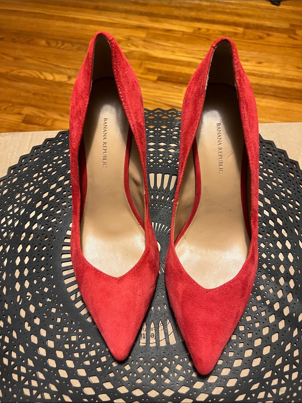Banana Republic Red Suede Pointed Toe Pumps